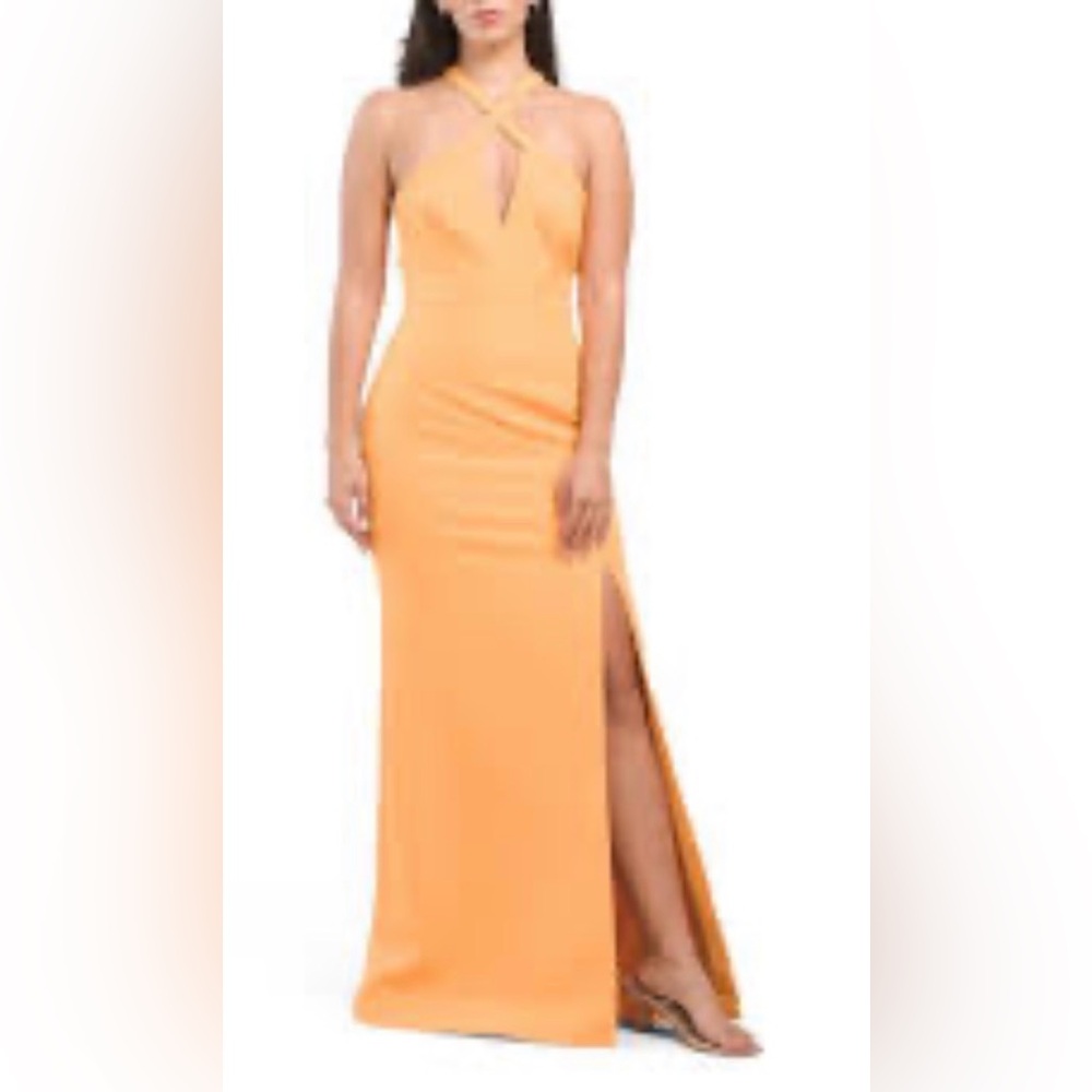 BCBGMazAzria “Poppy” Halter Gown